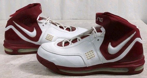 Nike Airmax Elite 314185-912 White & Red Lace Up Strap High Tops Men’s Size 14 - Picture 5 of 8