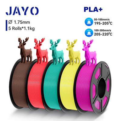 JAYO 5,5KG 3D Drucker Filament PLA+ 1.75mm 1,1KG/Set Stronger Resilience
