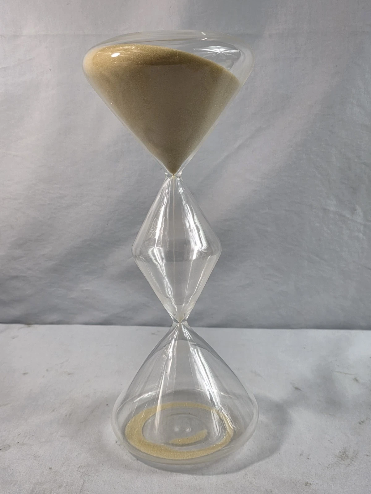 Unique Tri-Layer Triple-Globe Hourglass Sand Timer Blown Glass Conical 60 Min H