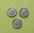 (3) 1959 2D Roosevelt Dime 10c - 90% Silver US Dime 10 Cent Green Lot