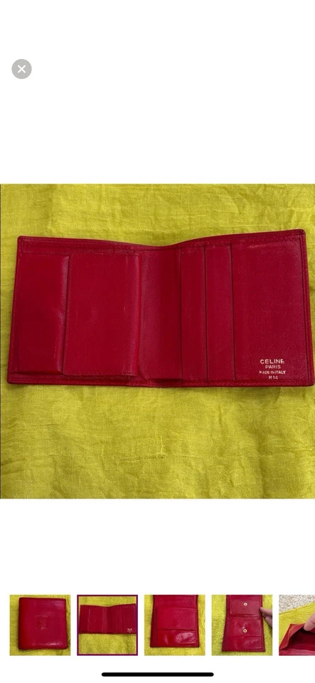 Cartera compacta de cuero rojo Celine Triomphe - Unisex - Increíble pieza de colección Foto 2 de 4