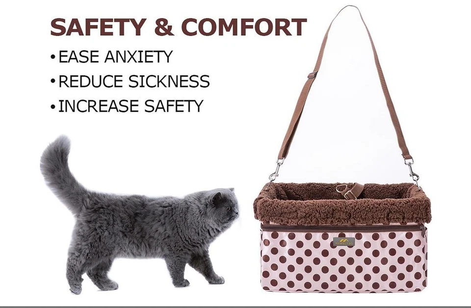 Asiento elevador coche perro gato marco de metal rosa marrón lunares hasta 20 libras usado en excelente estado Foto 4 de 4