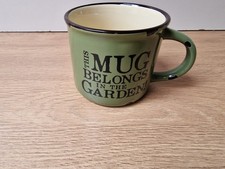 This Mug Belongs In The Garden Enamel Effect Gardening Tea Coffee Mug VGC