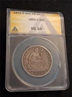 1854-O WITH ARROWS SEATED LIBERTY SILVER HALF DOLLAR   ANACS VG 10      #MF-2280