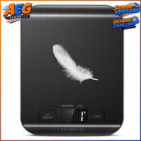 KüChenwaage Digital 5Kg Lcd-Display Edelstahl Schwarz Mit Tara-Funktion