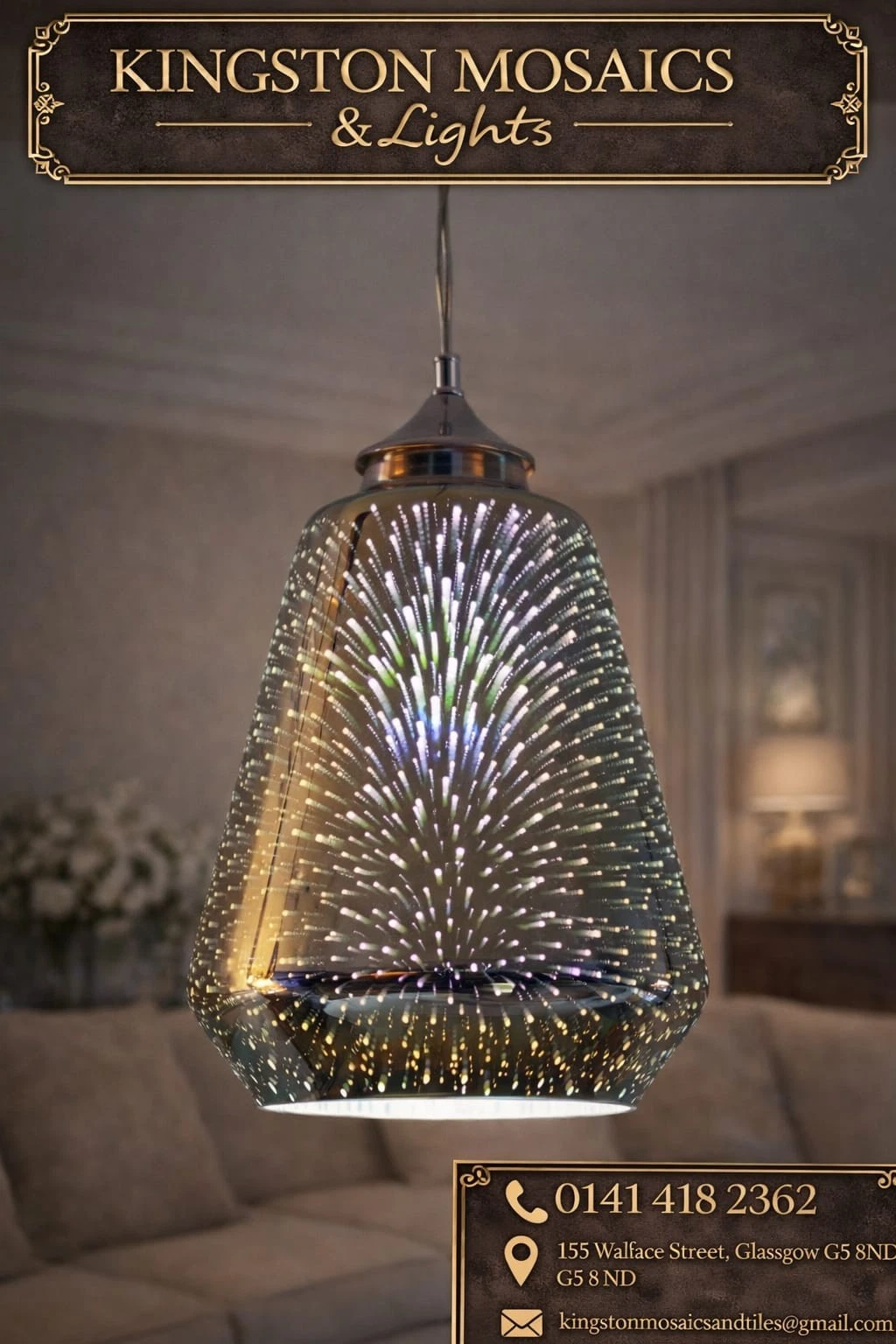3D Firework Glass Pendant Light | Modern LED Ceiling Hanging Lamp - Picture 1 of 4