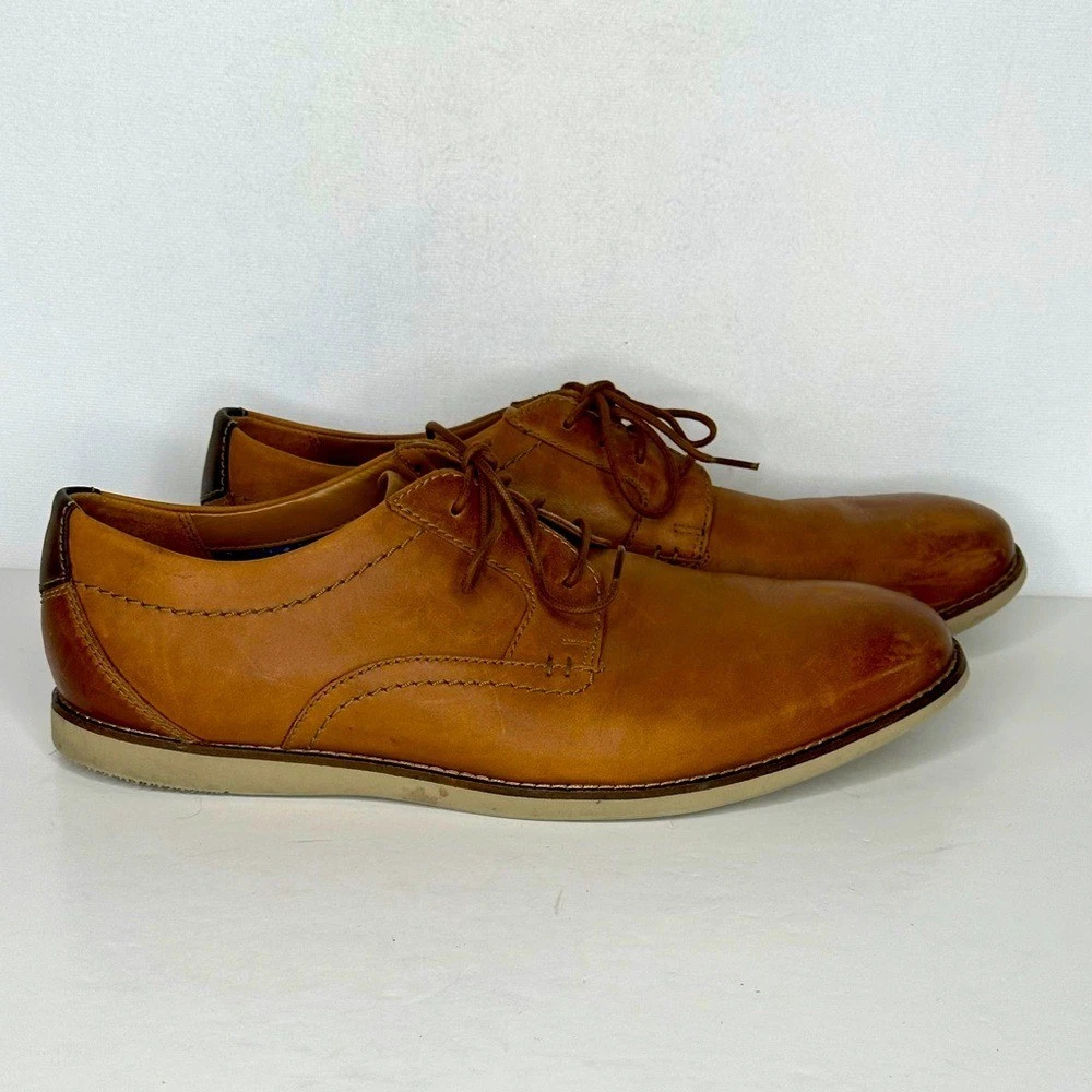 CLARKS Scarpe eleganti Clark's uomo Raharto Oxford tinta unita business casual preppy taglia 10