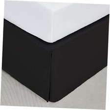 Bed Skirt,15" Drop Pleated Dust Ruffle,Classic Tailored Easy Fit Queen Black