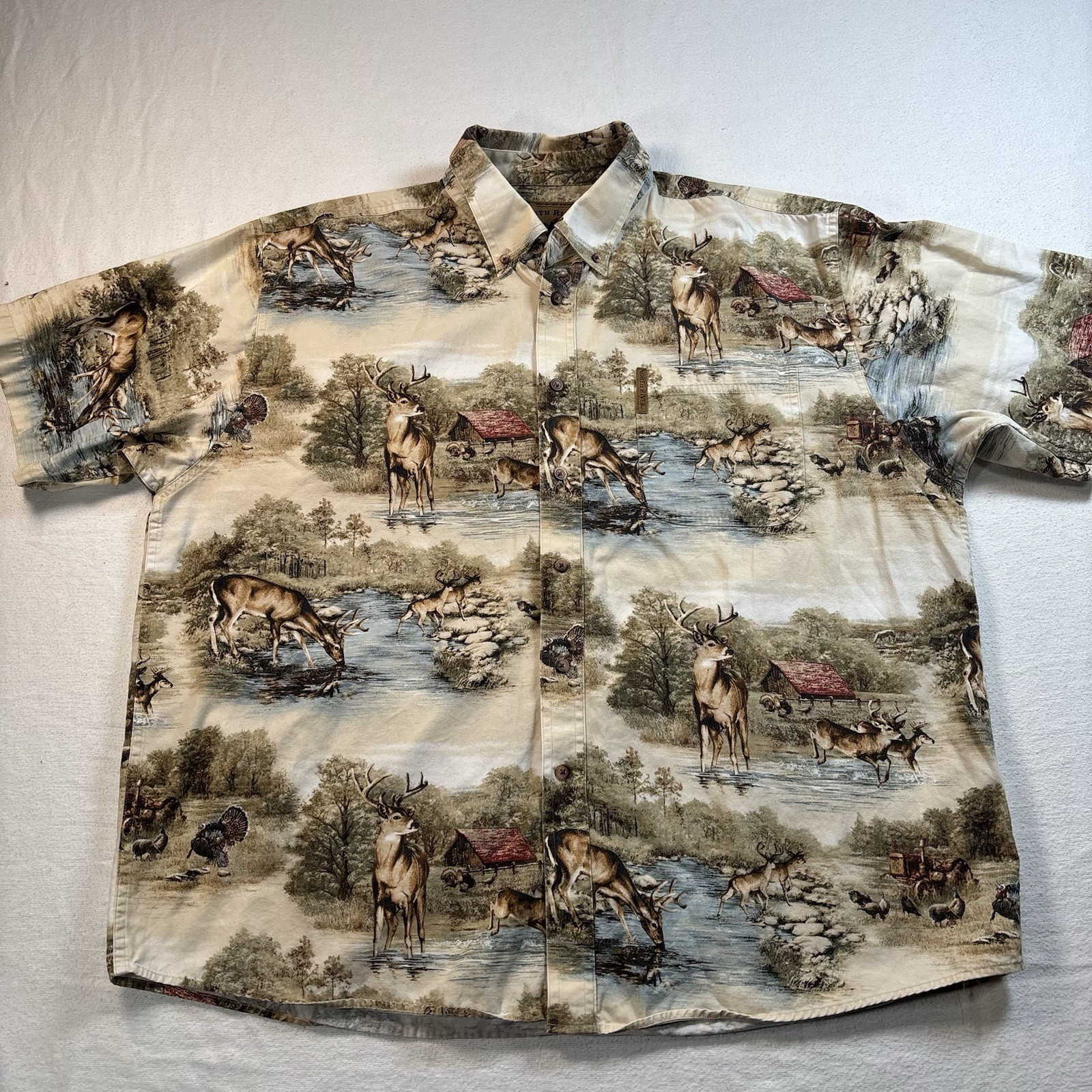 North River Outfitters Shirt Mens XL Button Down Deer Hunting Bucks Casual