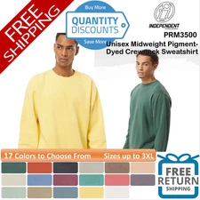 Independent Trading Midweight Pigment-Dyed Crewneck Sweatshirt Up To 3XL PRM3500