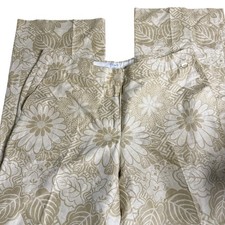 Escada Sport Beige Floral Linen Blend Wide Leg Pants, EU Size 42 33" Waist 