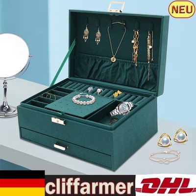 3 Layers Jewelry Box Organizer Große Kapazität Ring Ohrring Halskette Lagerung