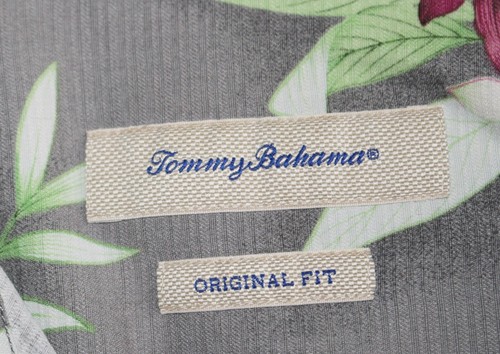 TOMMY BAHAMA Hawaiian Button SS Shirt Floral Men's XL X-LARGE Gray SILK Original - Picture 3 of 8