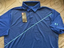 UNDER ARMOUR GOLF HEATGEAR BLUE'S  BLACK POLO SHIRT SIZE XL NWT 64.99