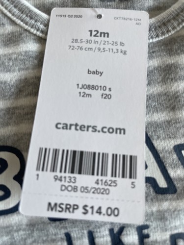 Carter’s Baby Long sleeve Onepiece- 12 Months - Pack Of 2 - Picture 2 of 2