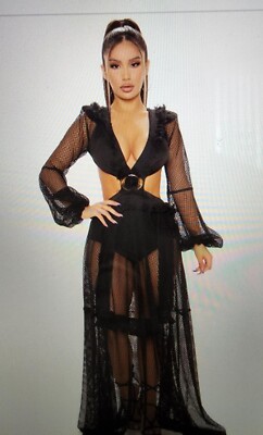 white christmas dresses Lurex Cutout Gown Black main image 1