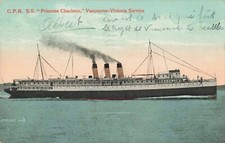 CPR SS Princess Charlotte Vancouver to Victoria Service Steamship 1909 Postcard