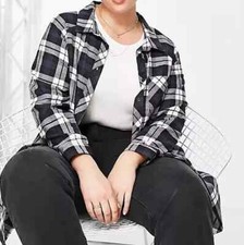 EX DOROTHY PERKINS LADIES OVERSIZED BLUE CHECK SHIRT NAVY NEW (ref 405) SALE