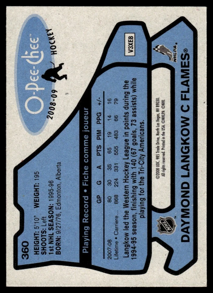 2008-09 O-Pee-Chee 1979-80 Retro Daymond Langkow Calgary Flames #360 R5 - Image 2 of 2