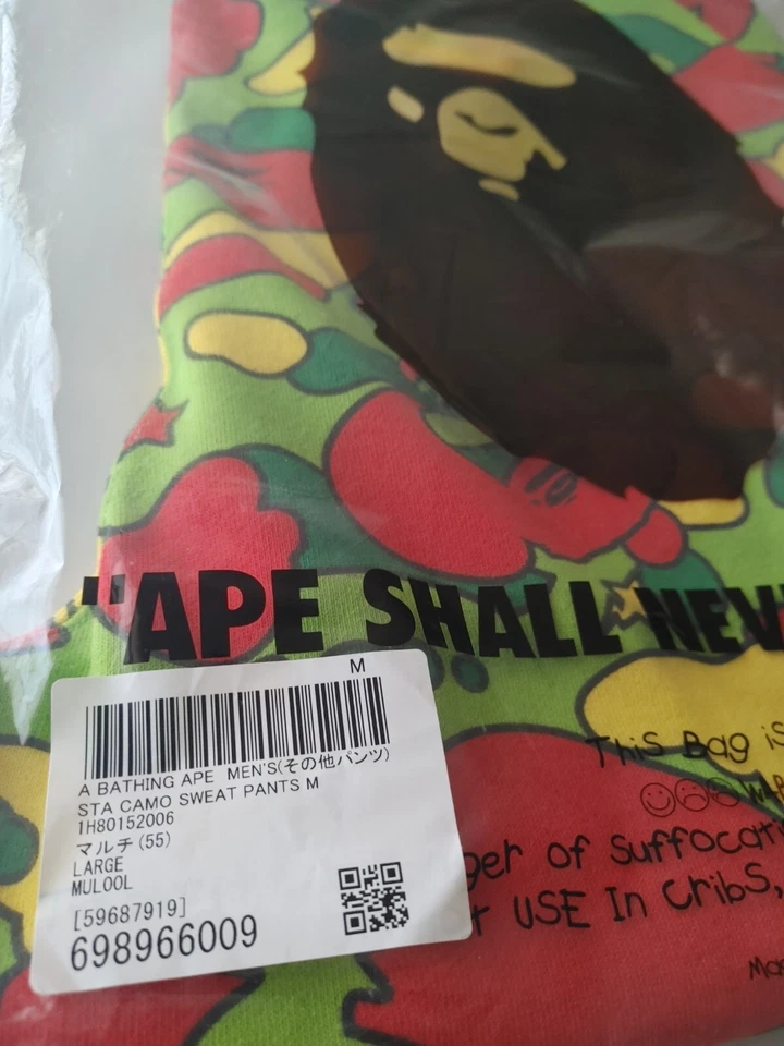 Pantalones deportivos A BATHING APE Bape Sta camuflados ROJO DORADO VERDE AUTÉNTICOS Foto 4 de 4