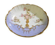 B H Limoges France Hand Painted Bowl with raised gold 10" x 2.25"