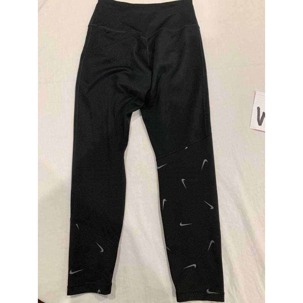 nike training one tight leggings with graphic logo in black