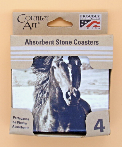 Sottobicchieri in sughero assorbenti Counter Art confezione da 4 Mustang Horse  - Foto 1 di 3