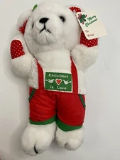 1987 Swib Snow Bear 10” Christmas Is Love Holiday Plush Stuffed Animal Vintage