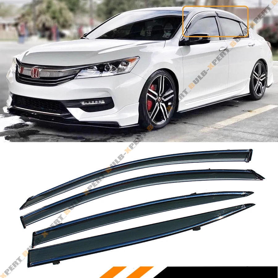 JDM SMOKE TINTED WINDOW VISOR RAIN GUARD W CLIPS FOR 2013 2017