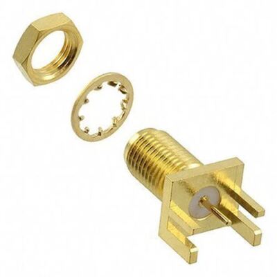 Connecteur SMA Angle Droit Pour PCB – LPRS – Raccord Cloison Montage Soudure – Neuf