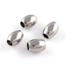 200pcs 304 Stainless Steel Barrel Metal Beads Smooth Loose Spacers Tiny 6.5x5mm