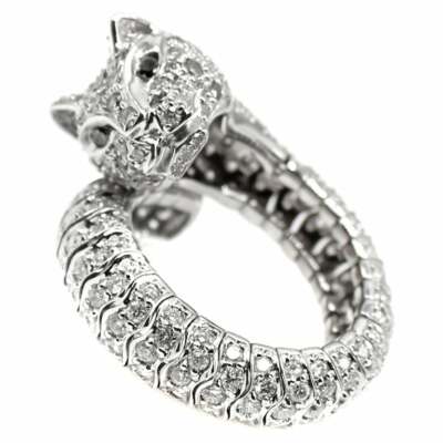 Real 925 Solid Sterling Silver 17.55 Clear CZ Jaguar Cat