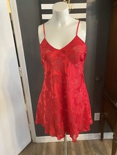 Vintage VICTORIA S SECRET Gold Label Red Slip Nightie Chemise Back Bow Size p