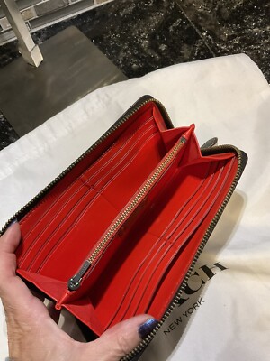 Coach Mickey Mouse Accordion Wallet Glovetanned Leather Black