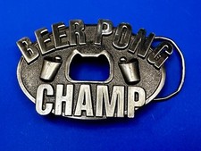 Beer Pong Champ Vintage Novelty Bottle Opener  Belt Buckle by Kalan