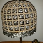 Vintage Crystal Moroccan Table Lamp 20" Handmade Silver/Gold Beaded Cage & Base — photo 6