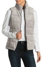 Gerry Women's Faux Suede Quilted Puffer Vest Jacket Gray Size Large
