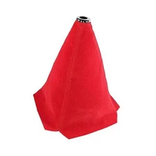  Car Shift Boot Cover, Suede Leather Shift Knob Boot Dust Cover, Red/Red