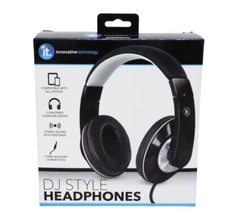 Innovative Technology DJ Style Headphones Compatible with Aux Port Devices Black
