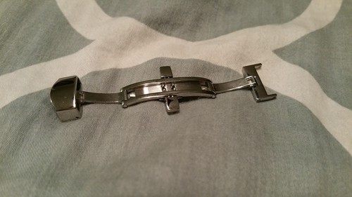 14mm Silver Stainless Steel Butterfly Deployment Clasp Buckle With Push Button - Picture 2 of 7
