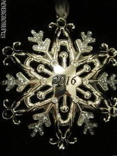 2016 DATED SPARKLING SILVER SNOWFLAKE ORNAMENT~EUROPEAN CRYSTALS~NIB