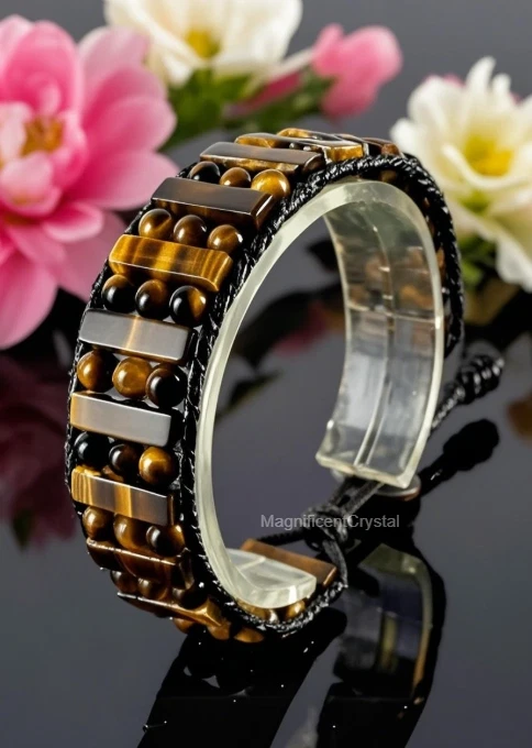 Natural Tiger's Eye Stone Bracelet for Men Energy Crystal Father's Day Gift - Image 3 of 4