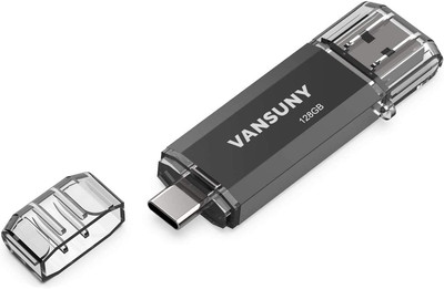 128GB Type C Flash Drive 2 in 1 OTG USB 3.0 + USB C Memory Stick with Keychain D