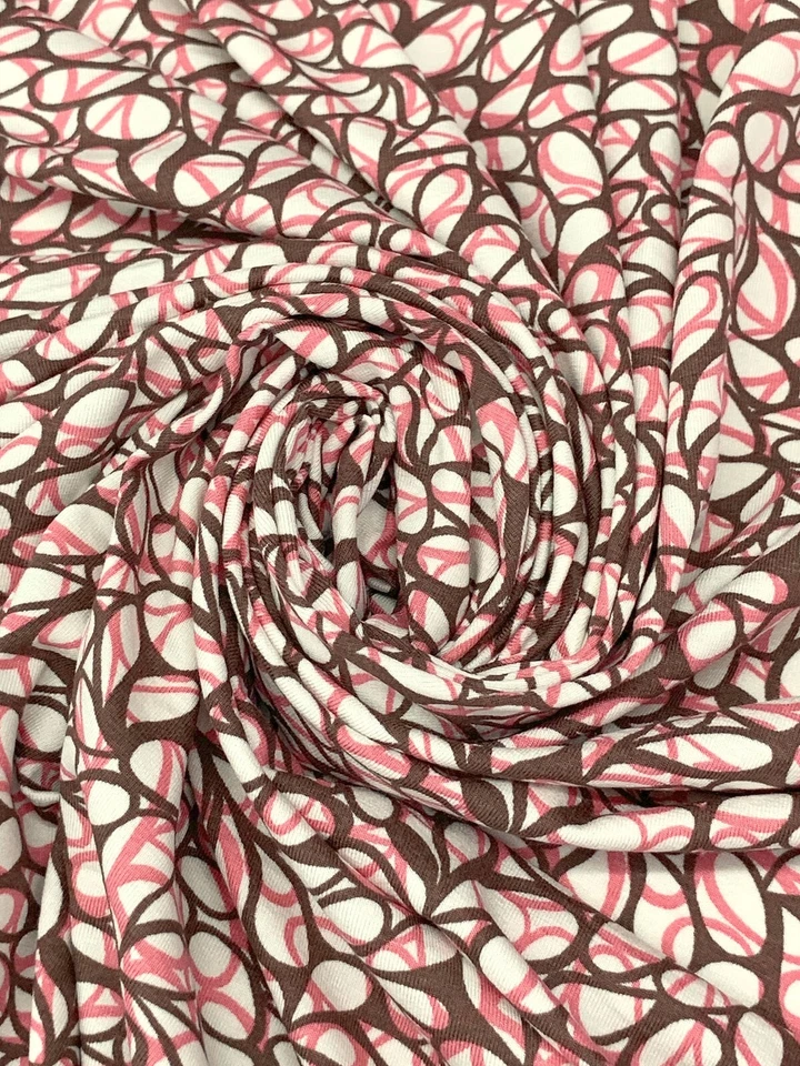 Vestido jersey rayón tejido círculos enredados tela líneas abstractas por yarda Foto 2 de 4