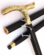 Designer Brass Head Handle Wooden Walking Stick Antique Style Father's Day Gift