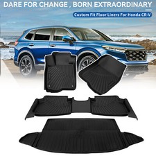 For 2017-2022 Honda Cr-v Crv Tpe Floor Mats Trunk Cargo Liners 3d 4pcs Black