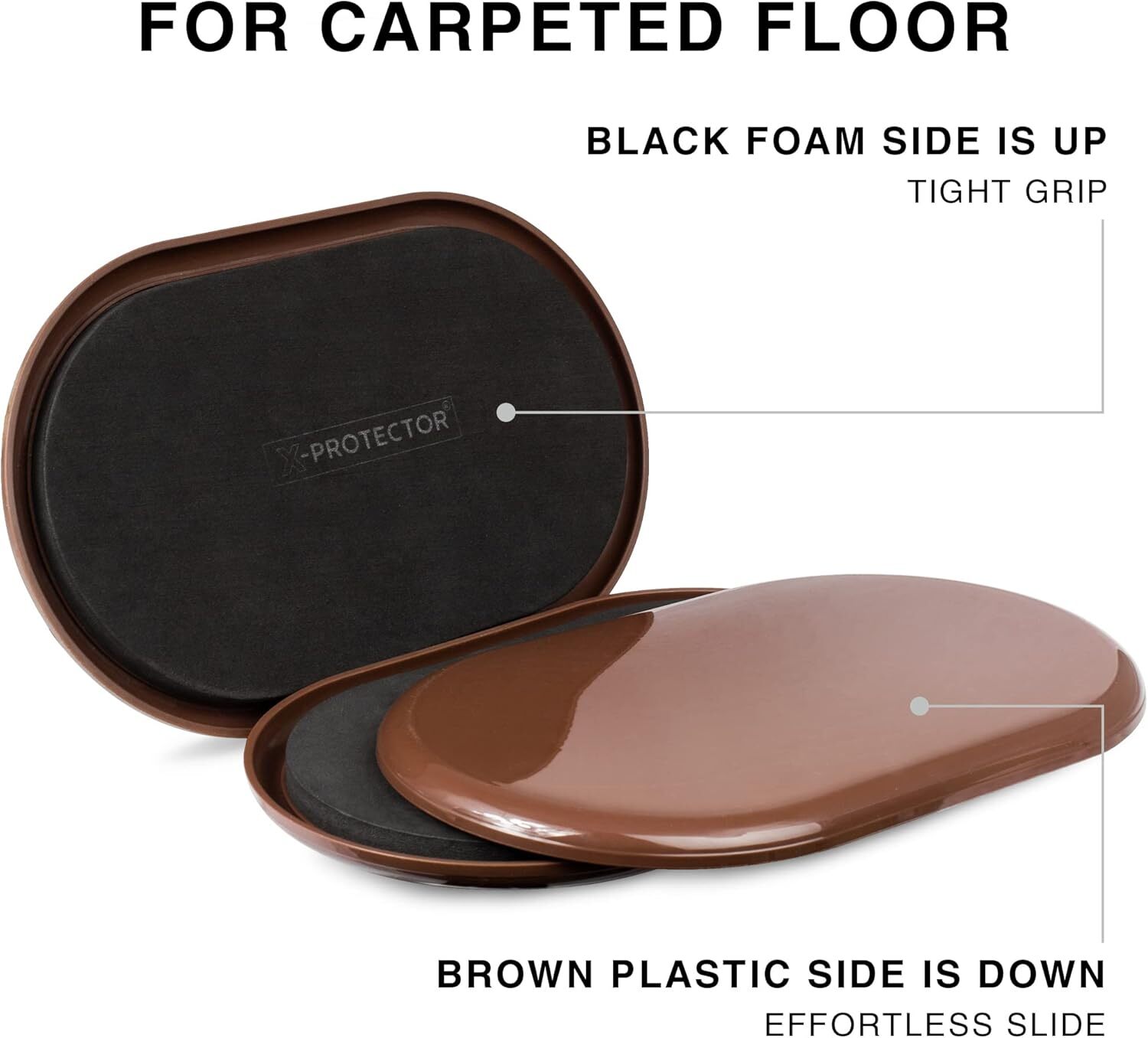 X-Protector Furniture Sliders for Carpet - 4 PCS 6" X 3 1/2" - the Best Heavy-Du