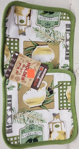 SET OF 2 SAME KITCHEN POT HOLDERS (7"x7") EXTRA VIRGIN OLIVE OIL & OLIVES,HS - Picture 1 of 4