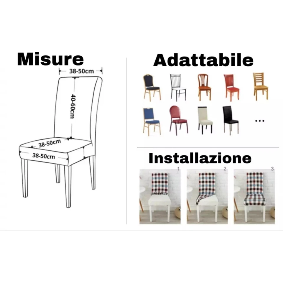 Coprisedie Con Schienale Vestisedia Elasticizzato Universale Fodere Eleganti - Immagine 2 di 2