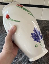 FTD Multicolored Floral Painted Ceramic White Ivory Decorative Large Vase Beauty